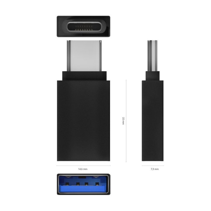 AISENS Mini Adaptador de Aluminio USB 3.2 Gen1 Negro